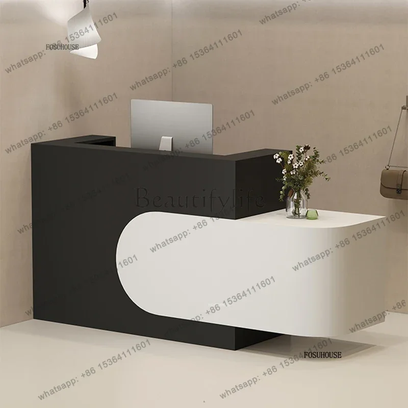 Nordic Cream Style Reception Desks Clothing Shop Cashier Minimalist Black and White Company Front Desk Table Reception Counter