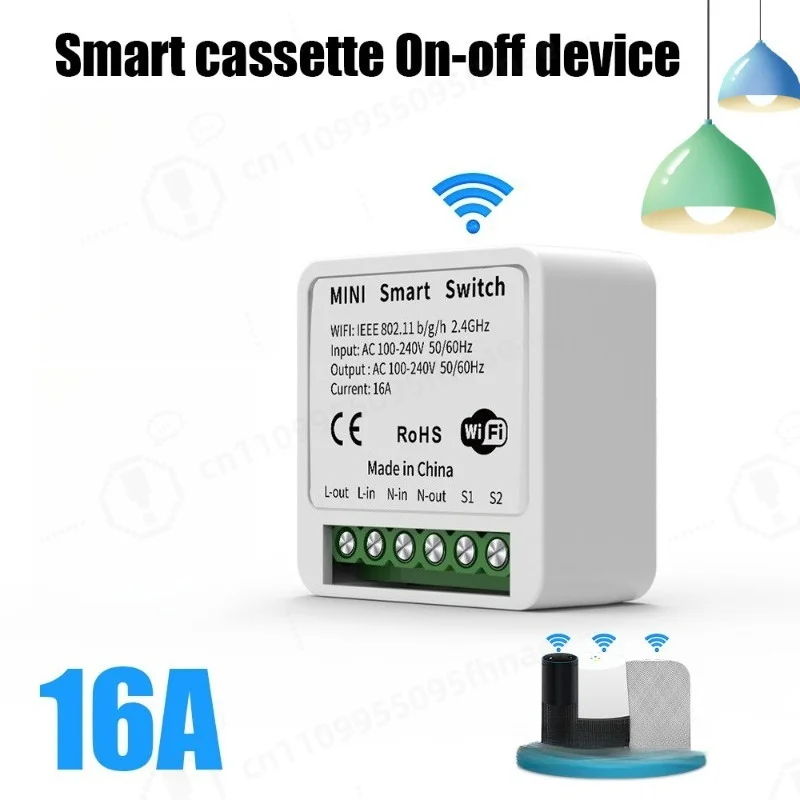 Mini WiFi Smart Switch On‑Off Controller, APP Remote Control Voice Control Home Automation Relay Module
