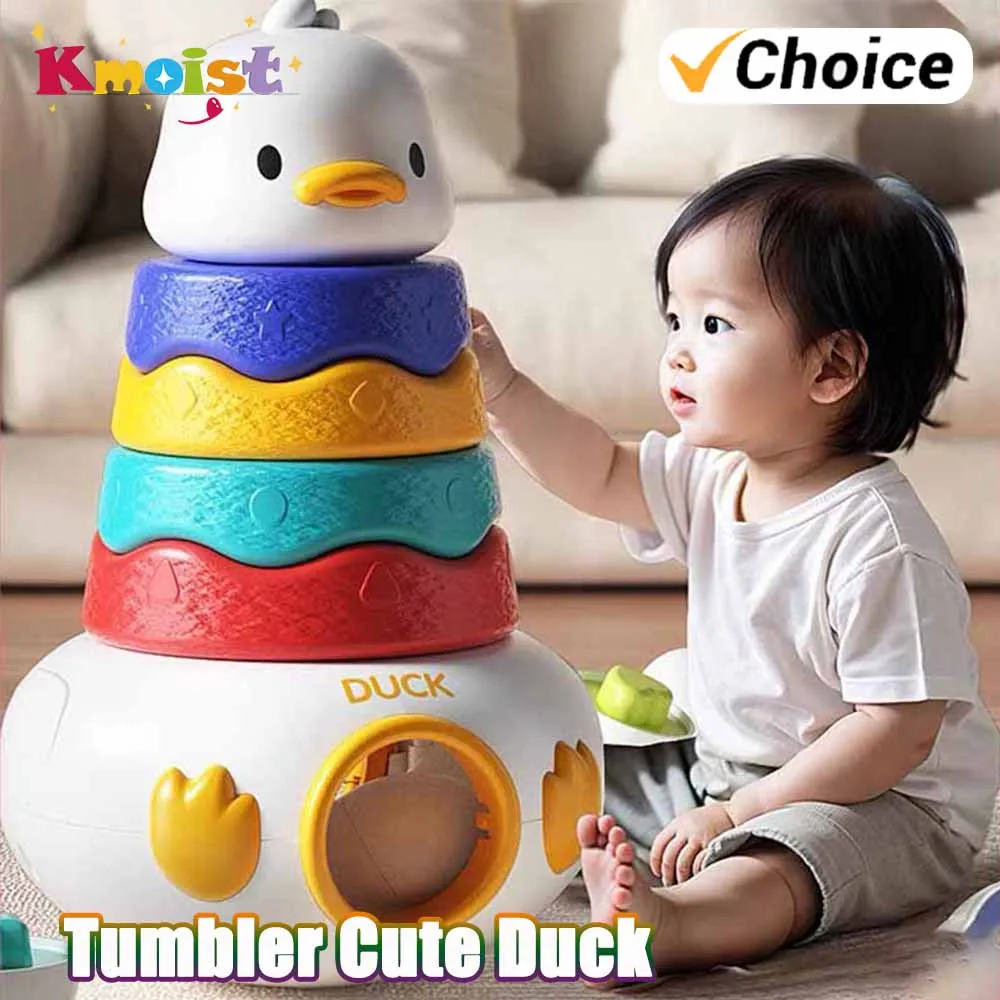 Zabawka Montessori dla malucha: kubeczki w kształcie uroczych kaczek do układania, sortowania i gier interaktywnych rodzic-dziecko, prezent dla dzieci.