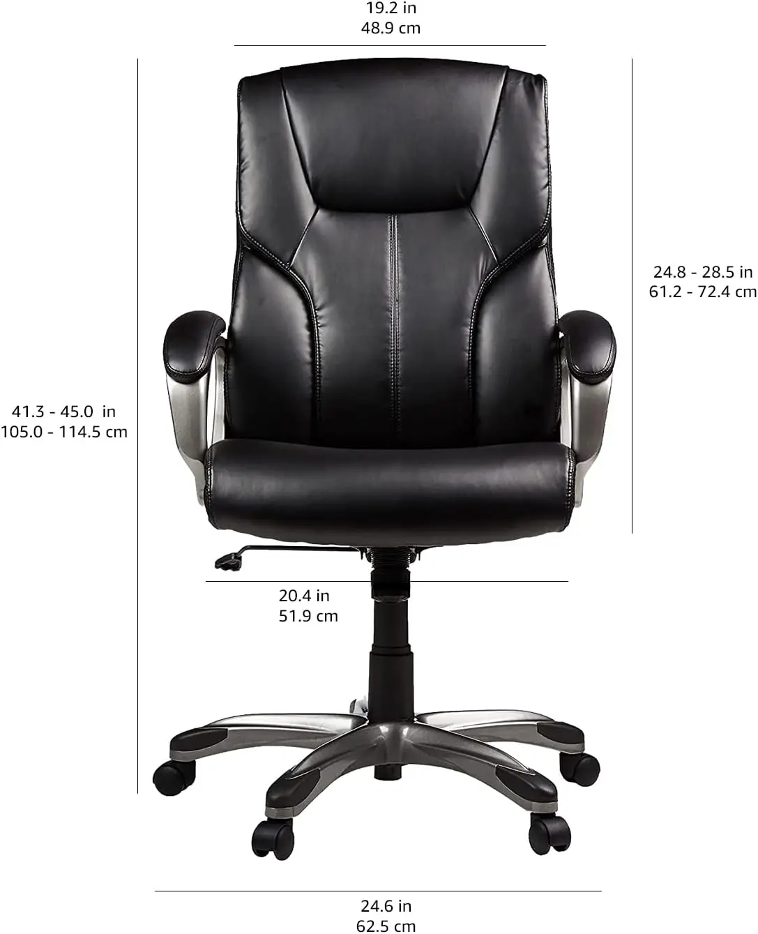 Executive Home Office Desk Chair with Padded Armrests, Adjustable Height and Tilt, Rolling Swivel Chair, 275 Pound