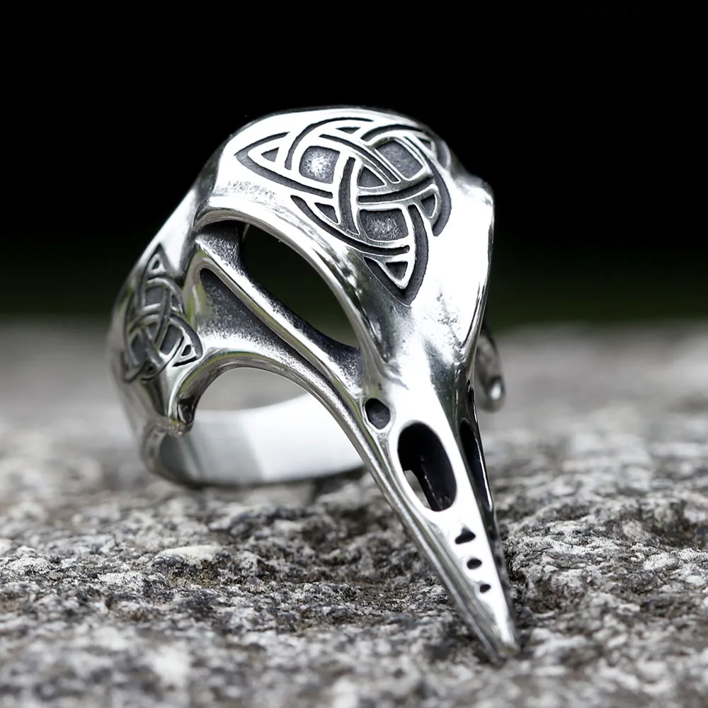 New Vintage Celtic Knot Totem Ring Nordic Mythology Viking Warrior Raven Head Men's Ring Domineering Fashion jewelry for gift