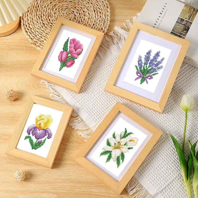 Huacan 12pcs/set 5D DIY Diamond Painting Embroidery Mosaic Flower Rose Pictures Full Round Suower Craft Home Decoration