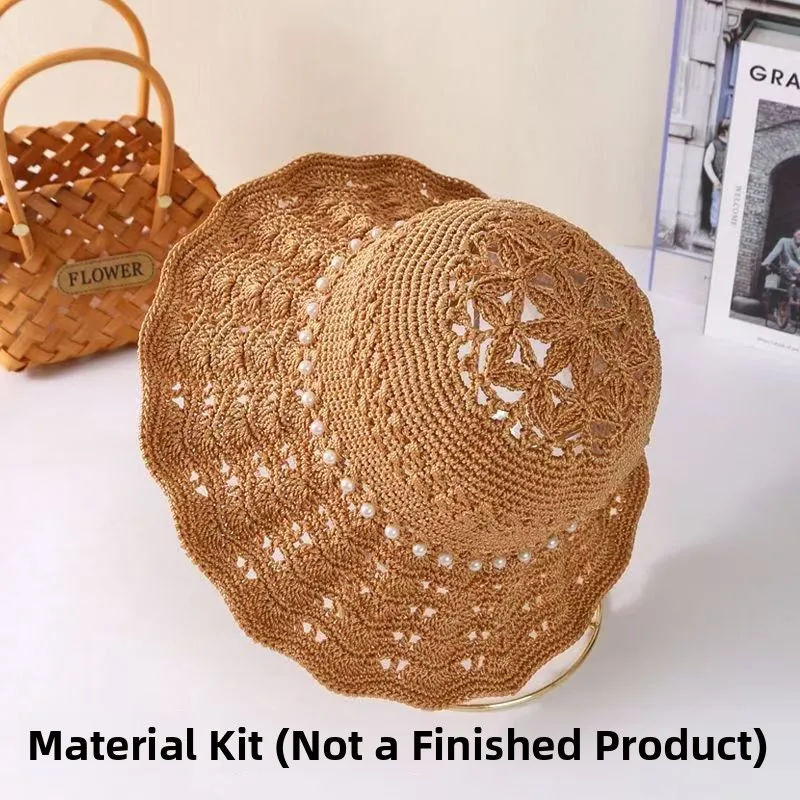 kit-de-material-para-croche-de-chapeu-de-verao-artesanal-diy-com-fio-de-seda-gelada-e-flor-de-croche-kit-para-fazer-chapeus