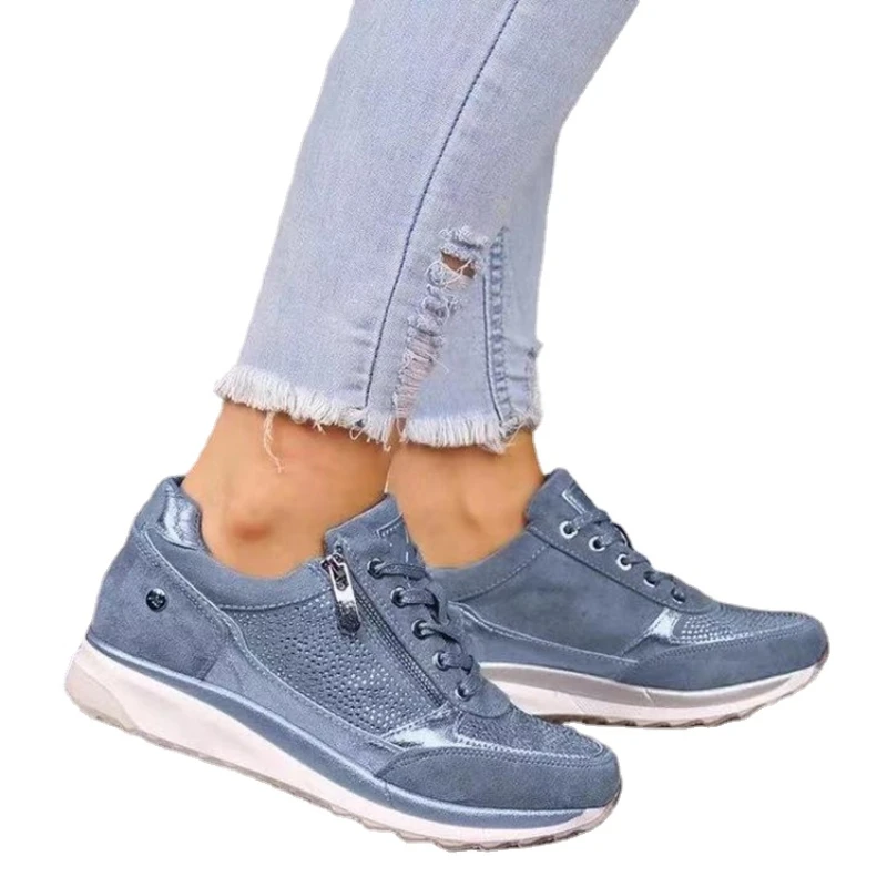 Summer Sneakers Women Solid Color Lace-up Versatile Platform Shoes Fashion Plus Size Vulcanize Shoes Zapatos De Mujer 2023