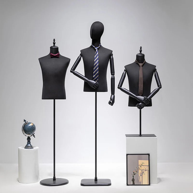 

Cheap Black Male Adult Mannequin Upper Body Torso for Suit Display Affordable De Couture men dummy with Adjustable base