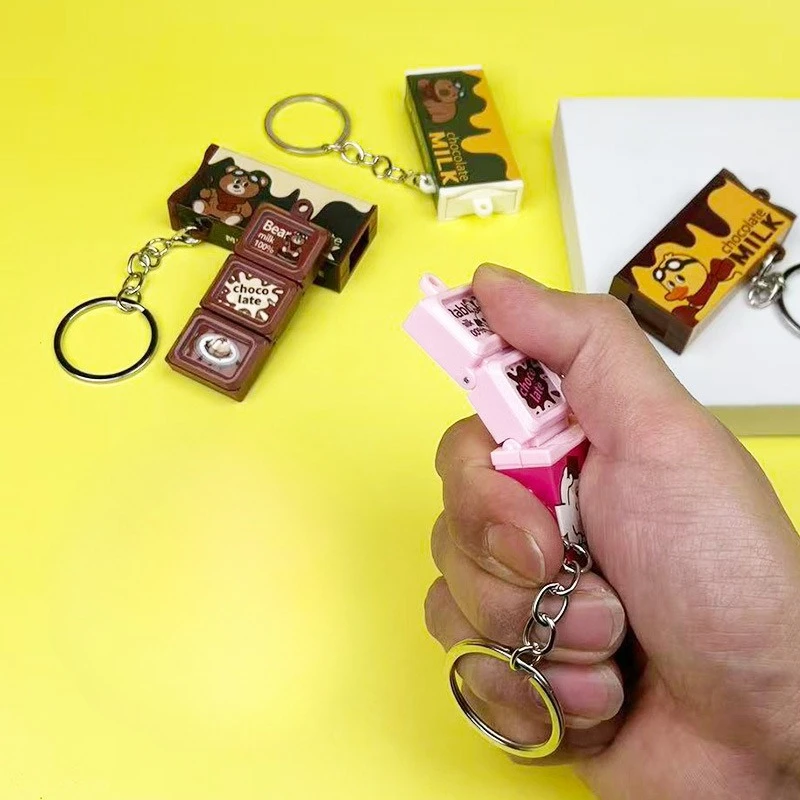 New product creative stress-relieving chocolate keychain surprise box pendant decoration children's toy small gift