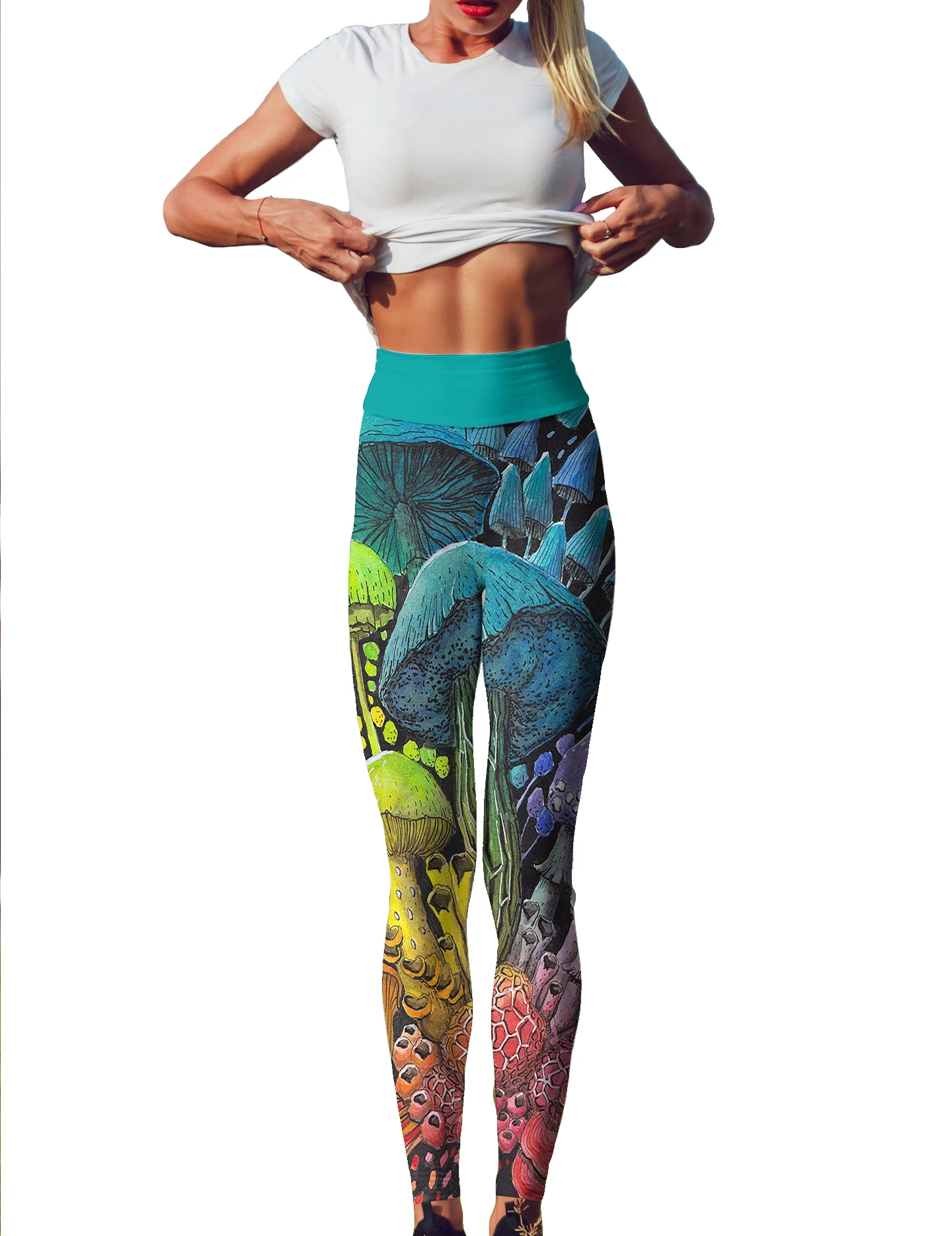 

PLstar Cosmos Women 3D printed Mushroom Composition Beautiful Leggings Workout Leggings Slim Pants Sexy GYM Fitness Leggings