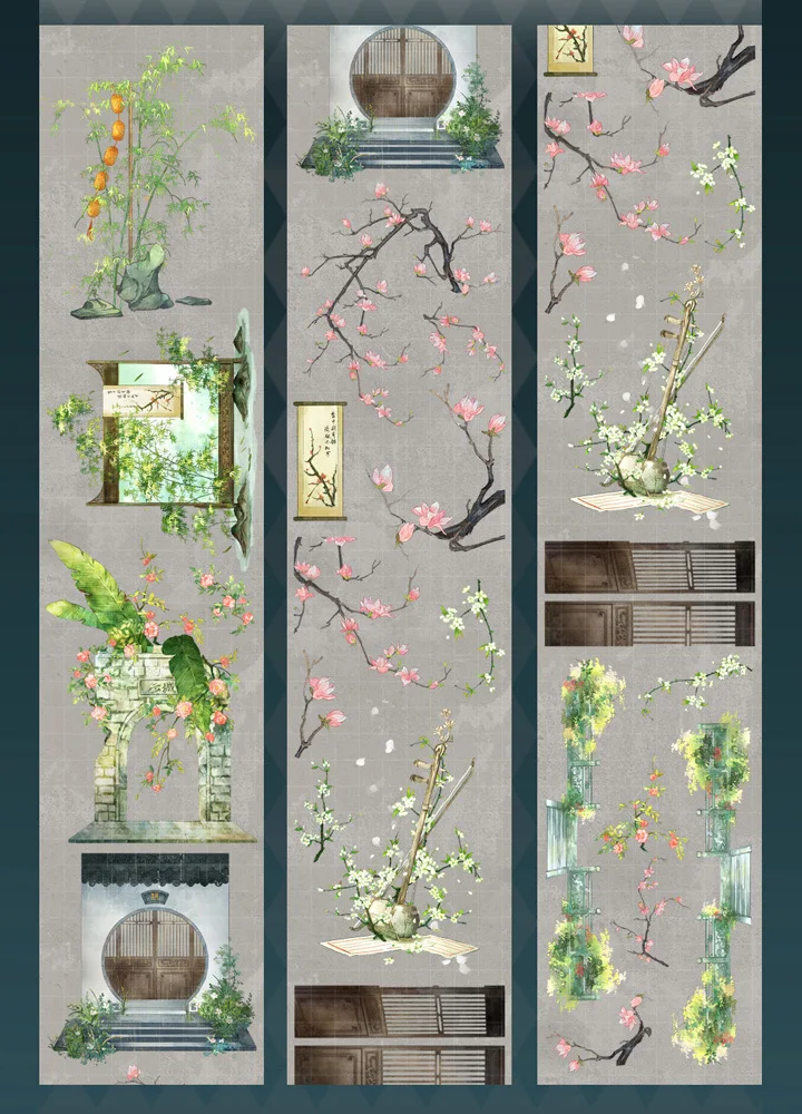 خمر منزل بسيط الجبال لامعة قذيفة PET أشرطة الكولاج بطاقة صنع المواد DIY بها بنفسك ل سكرابوكينغ مجلة مخطط ملصق