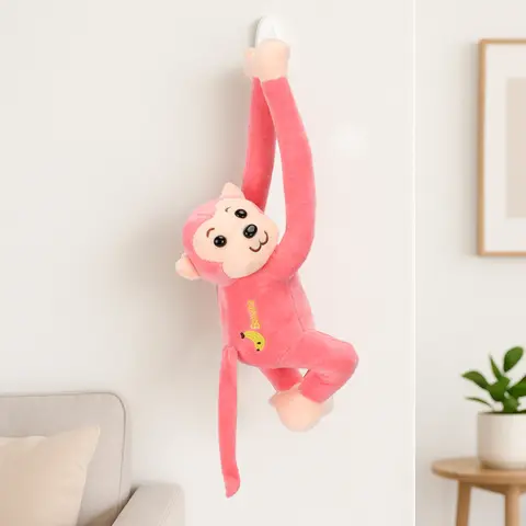 Long Arm Pink Monkey Plush Toy Giant Huggable Stuffed Animal Soft Nursery Decor Gift for Kids Adults