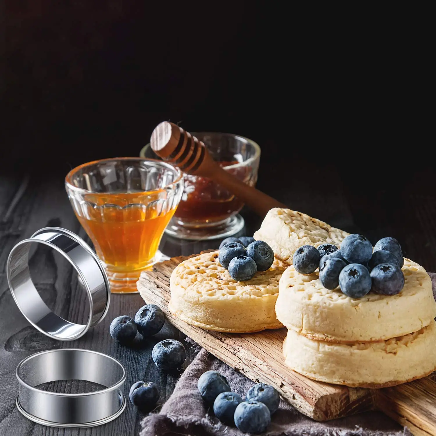 6 Pieces Muffin Tart Rings Double Rolled Tart Ring Stainless Steel Muffin Rings Metal Round Ring Mold for Food Making