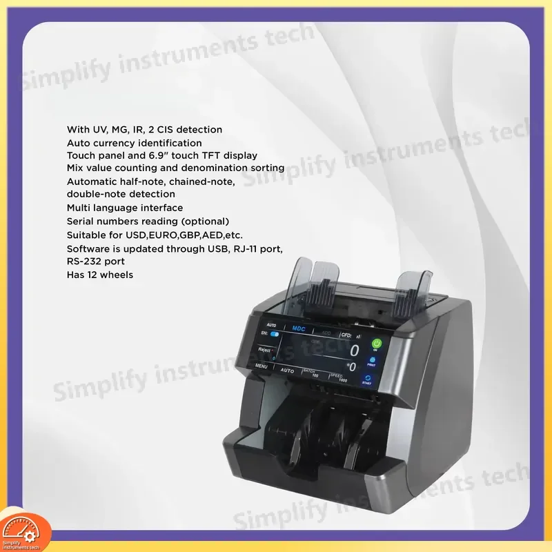 Latest Popular Money Counter Multi Currency Bill Notes Counter Financial Equipment 800-1200 Pcs Min High Speed Cash