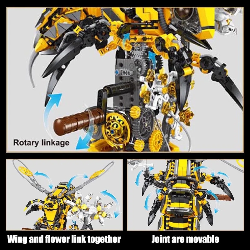 City MOC 1698pcs Mechnical Insects Bumblebee Model Kit Building Blocks DIY Creative Mech Bee Bricks Toys For Children Boys Gifts