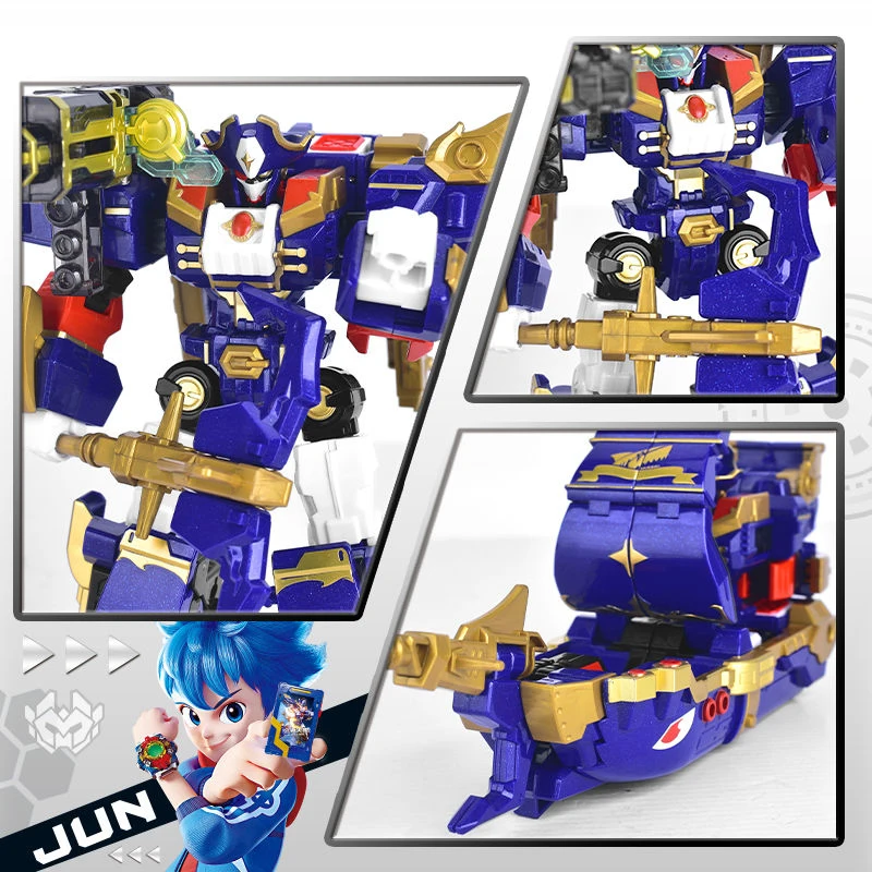 

Heavy Iron Black Hook Mecha Cardbot Transforming Robot Car with Trailer Cargo Truck Ship Action Figure Model Toy For Gift