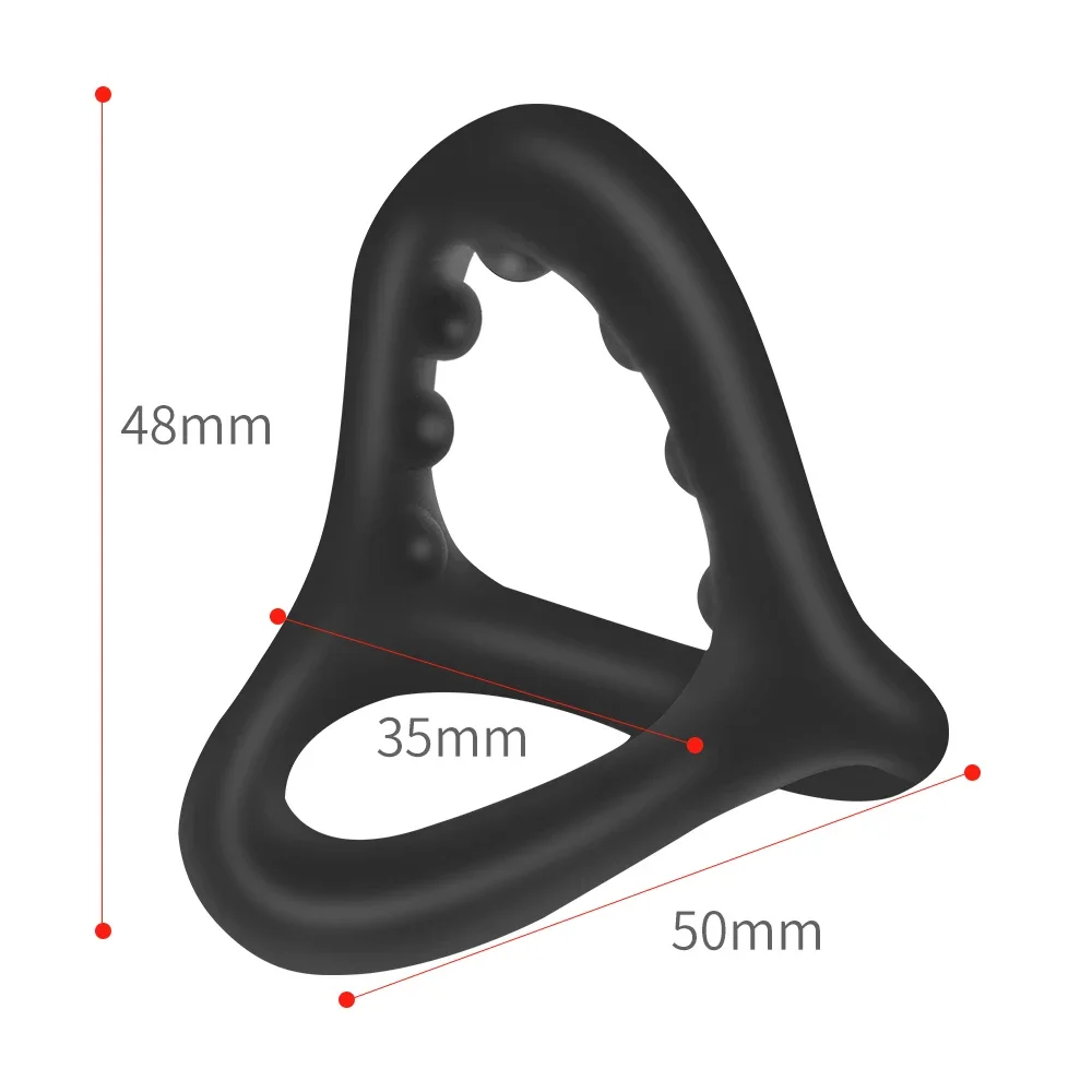 Triple-Loop Silicone Cock Ring–Triangular Design with Stimulating Massage Beads,Erection Enhancer&Delay Ejaculation Male Sex Toy image 5