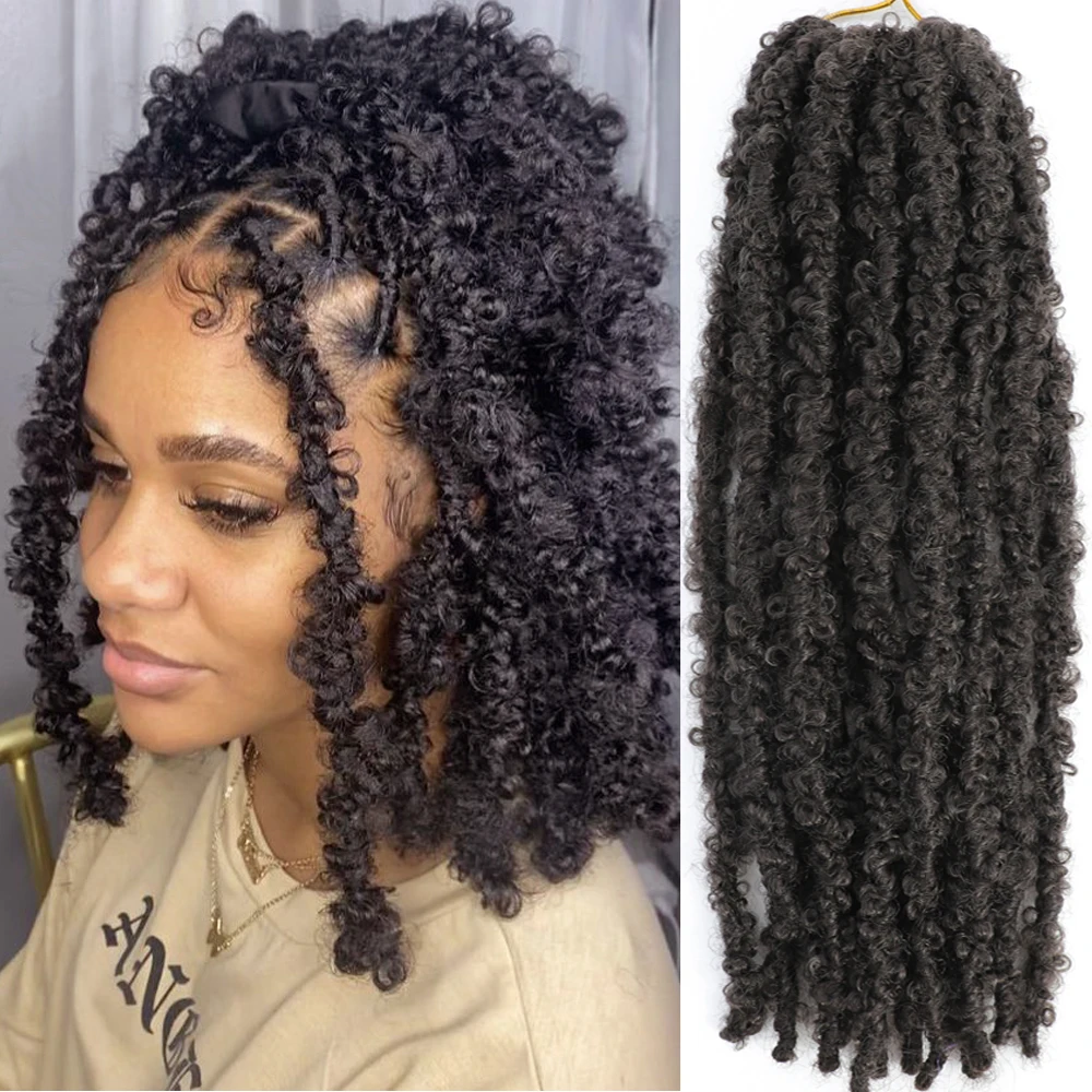 

12 14 inches Real Butterfly Locs Bob Crochet Hair Natural 1B 4 27 30 613 Blond Burgundy 350 Colored Distressed Faux Locs Hair
