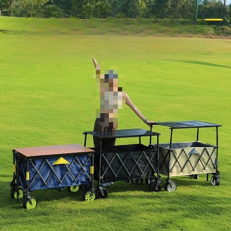 

Trailer camper cart Foldable outdoor camp cart Portable trolley Table board Picnic stall heightening