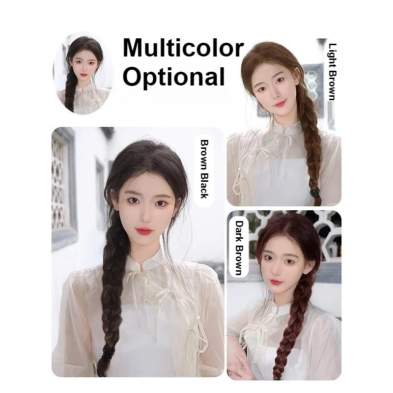 Perruque de cheveux de queue de cheval tressée synthétique avec élastique à haute élasticité pour femme perruque de queue de cheval de postiche de queue de cheveux de tresse longue naturelle