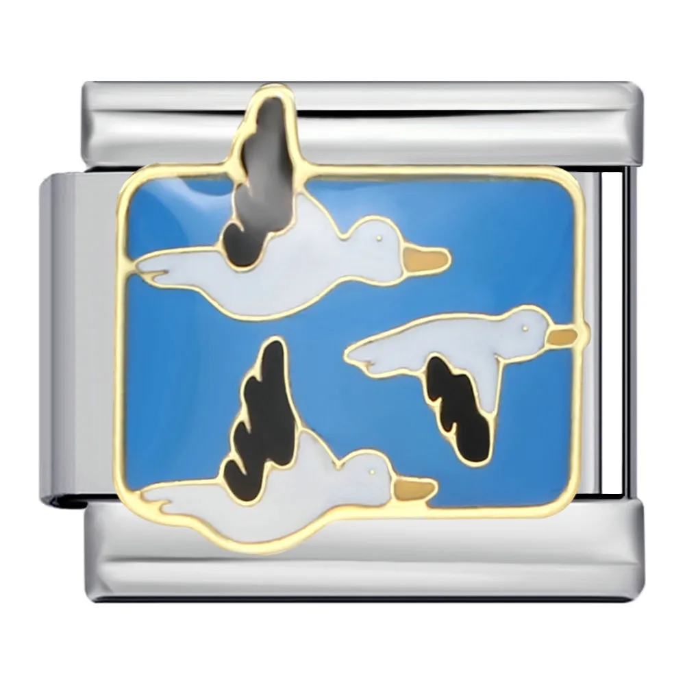 Neues Y2k Niedliches Hunde-, Katzen-, Vogel-, Wildgans-, Pferde-Italien-Charm-Armband aus Edelstahl mit 9mm Gliedern für Damen und Herren zum Selbermachen von Perlen. – Detail 7