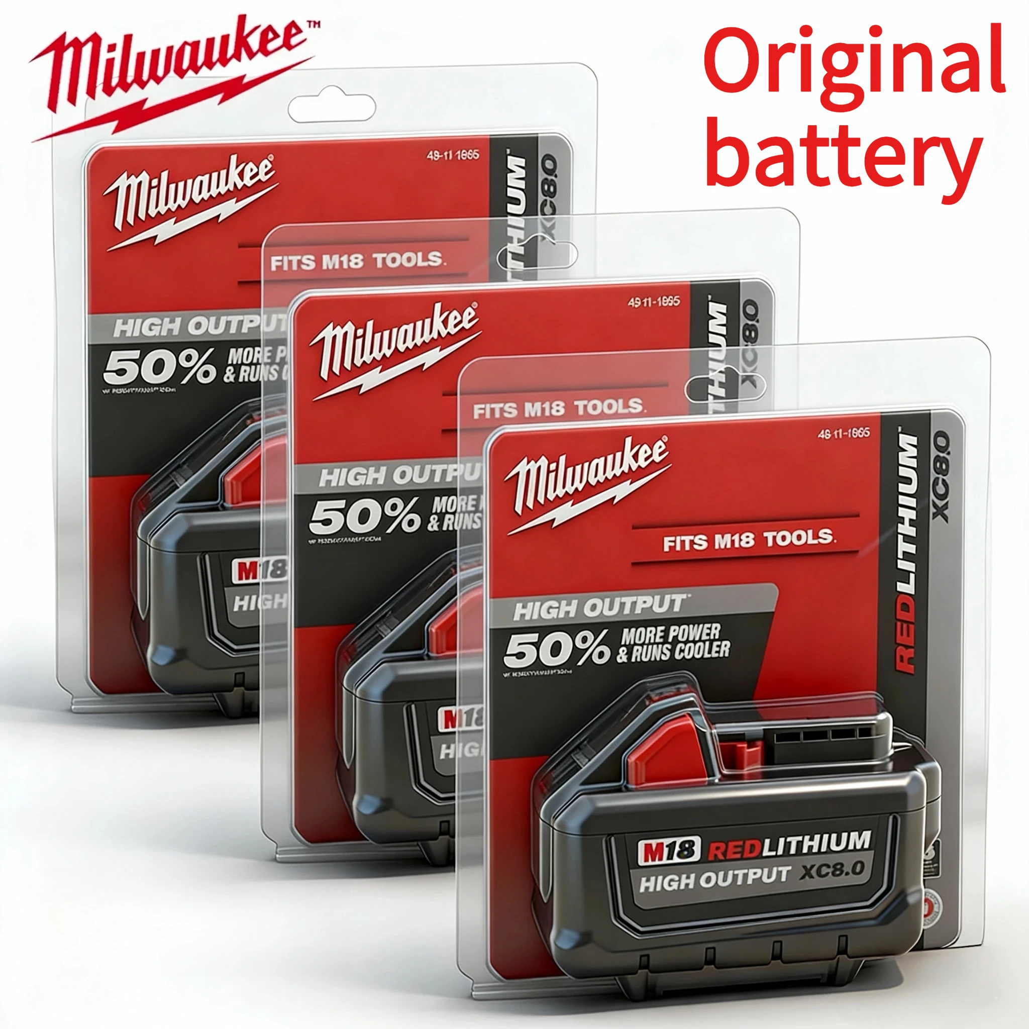 

Milwaukee M18B6 6.0Ah & M18B5 5.0Ah 18V Li‑ion Battery 48‑11‑1860 48‑11‑1850 for Electric Drill Wrench Saw