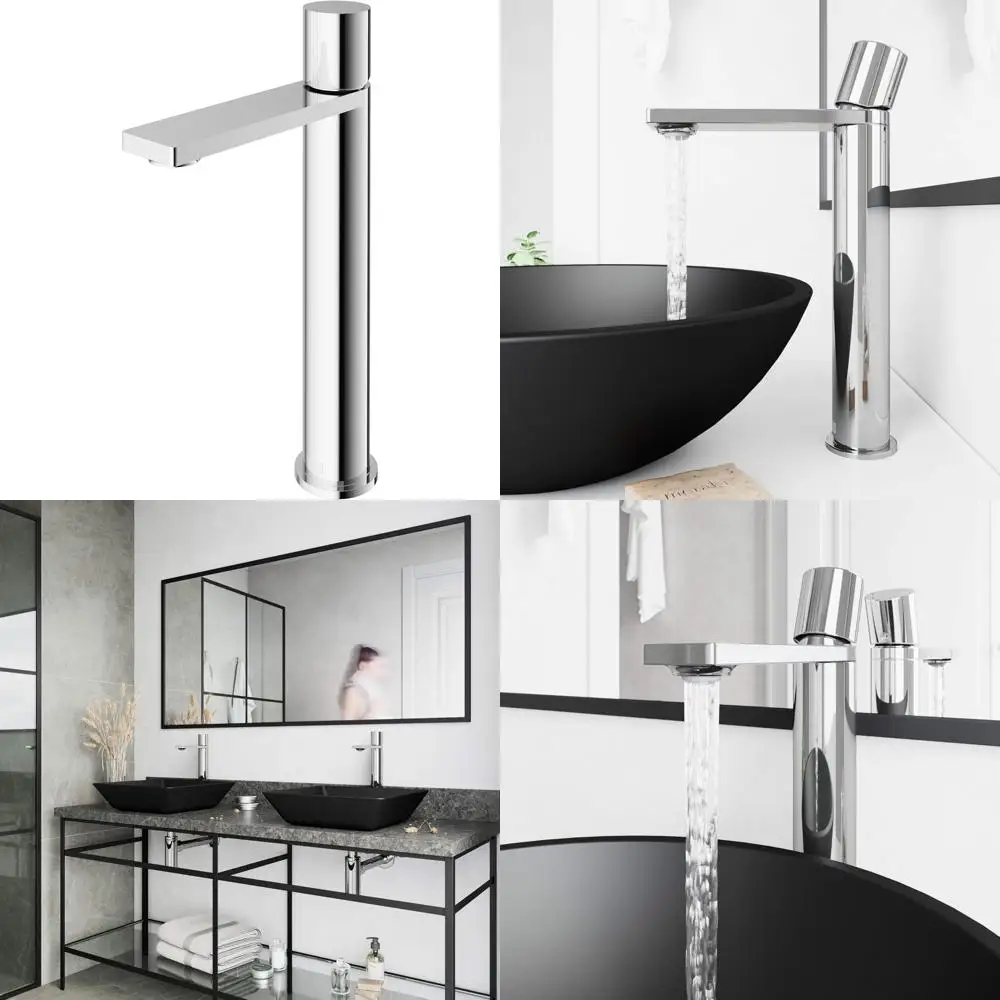 

12-дюймовый смеситель с одной ручкой и хромированной отделкой для раковин в ванной комнате — современный дизайн с длительным сроком службы