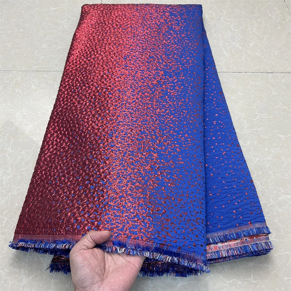 2024High Quality African Nigerian Tulle Lace Fabric Embroidery Silk Jacquard Dress Prom Party Gown For Sewing 5Yards YXZ133