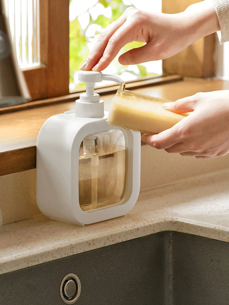 1/2 Stück Seifenspenderflasche mit großer Kapazität, transparente, sichtbare Kunststoff-Pressflasche, geeignet für Reisen, Küche, Badezimmer – Detail 6