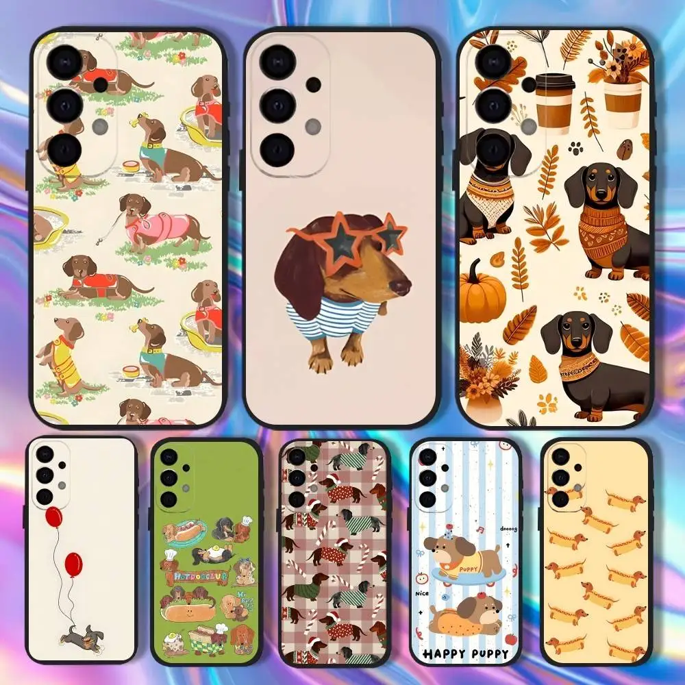 

Cartoon Cute Dachshund Phone Case For Samsung S25,S24,S21,S22,S23,S30,Ultra,S20,Plus,Fe,Lite,5G Black Cover