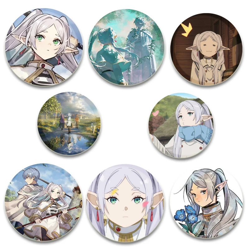 32/44/58mm Anime Sousou No Frieren Brooches Frieren/Fern/Himmel Pin Cosplay Cartoon Badge Bag Accessories Jewelry Handmade Gifts