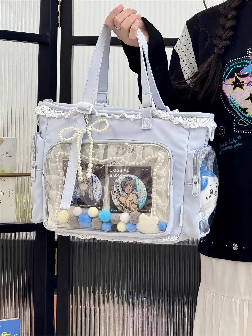 Japanische Ins Mädchen Weiche Mädchen Umhängetasche Y2K JK Uniformen Transparent Ulzzang Ita Tasche Student Pendeln Einkaufstasche – Detail 8