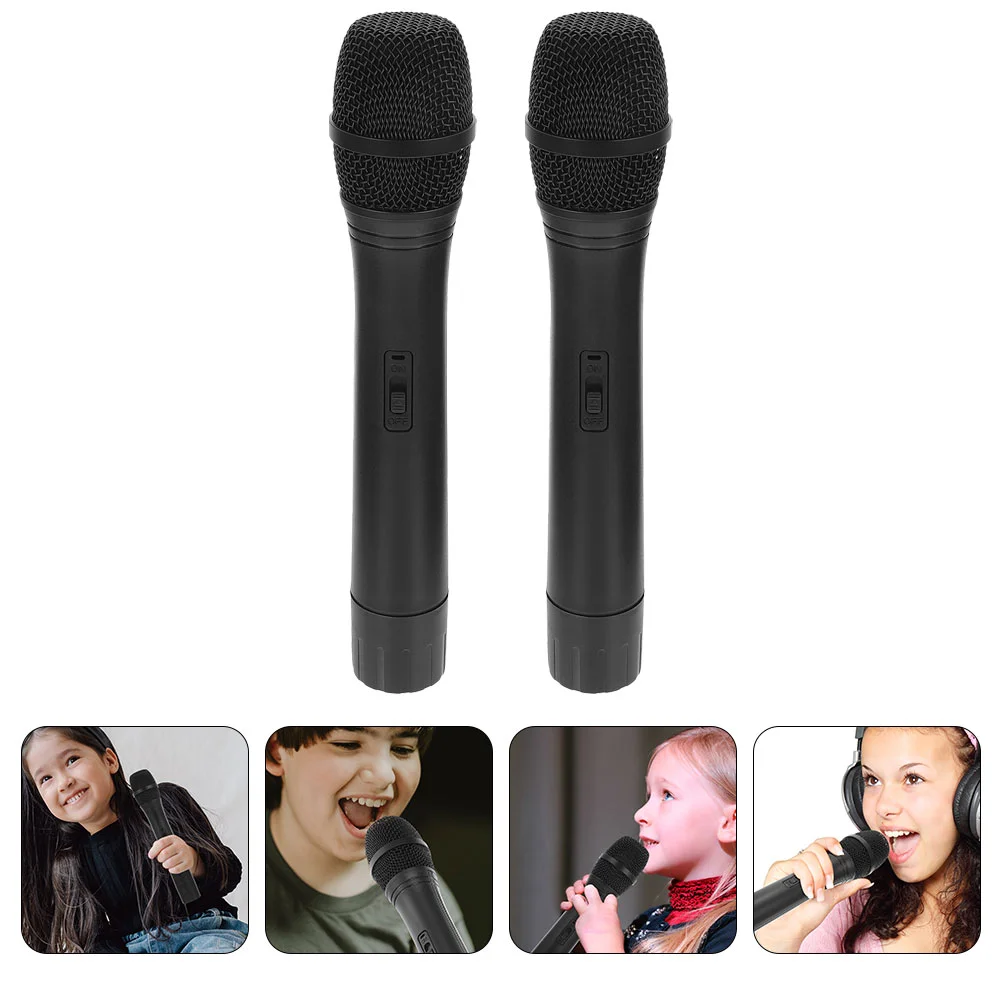2 Pcs Simulation Microphone Kid Simulated Kids Toys Black Pretend Play Microphones