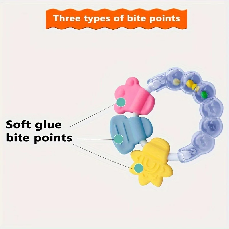 1 pz giocattoli da dentizione in gomma morbida per bambini, può essere scaldato con acqua bollente-regalo di festa ideale per bambini di 0-3 anni