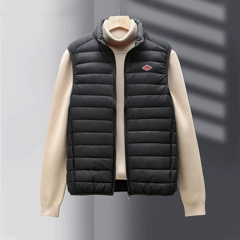

Winter Hot sales Men Women With Embroidery Zipper Vest Front Light Thin Hooded Down Long sleeves Fashion Jacket Warm Windproof