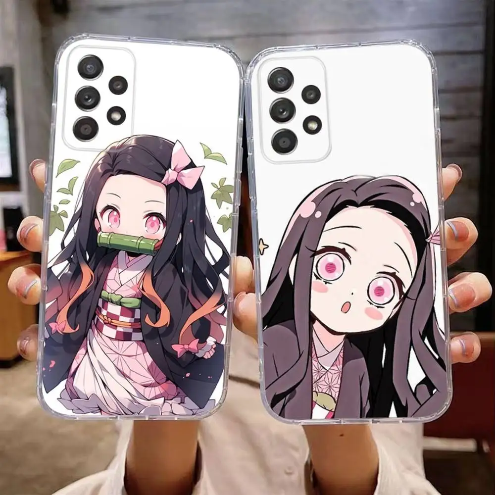 

Cute N-Nezuko K-Kamado Phone Case For Samsung Galaxy A,71,70,52,51,40,31,50,50S,30S,21S,12,10,Note20ultra Transparent Cover