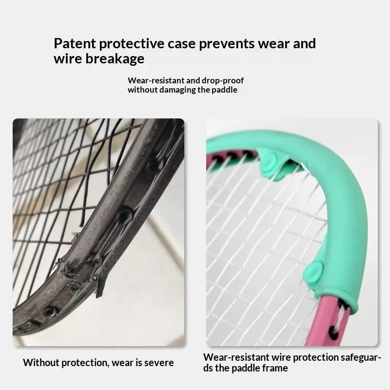 2Pcs Waterproof Anti Drop Case Covers 19cm Badminton Racket Head Protection Silicone Strips Prevent Wire Breakage Wear Resistant