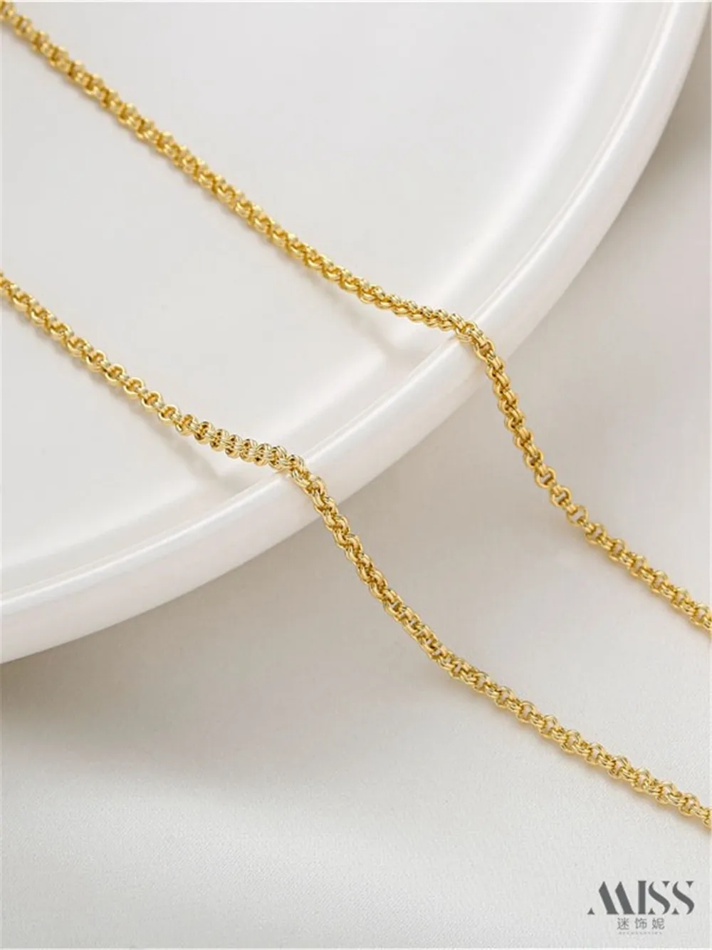 14K Gold Double Ring Round O Progress Chain Extension Chain Tail Chain DIY Production Bracelet Necklace Accessories Material