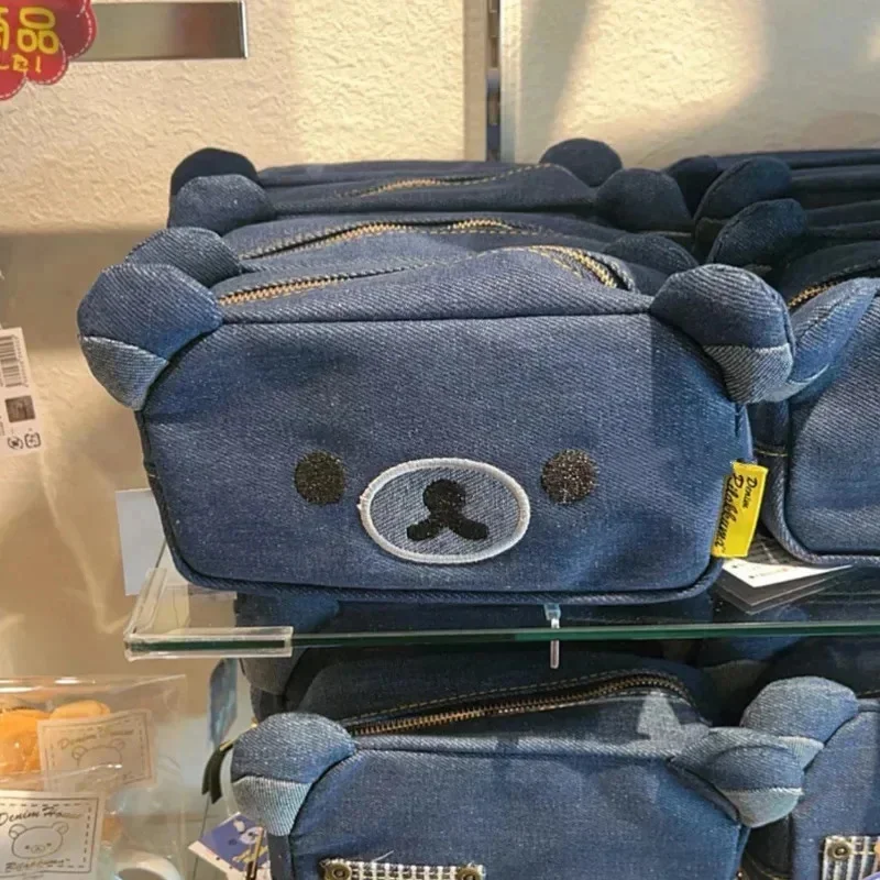 

Rilakkuma Denim Bear Zipper Pouch, Cute Cartoon Pencil Case for Girls & Kids, School Supplies
