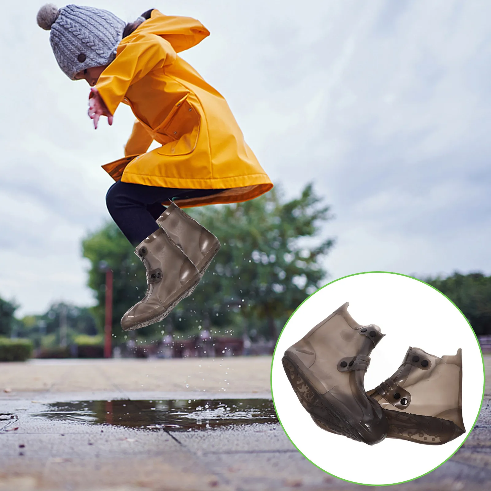 

Black Waterproof Rain Snow Shoe Boot Covers Foldable Reusable Washable Overshoes Outdoor Travel for Women Men Size 40-41