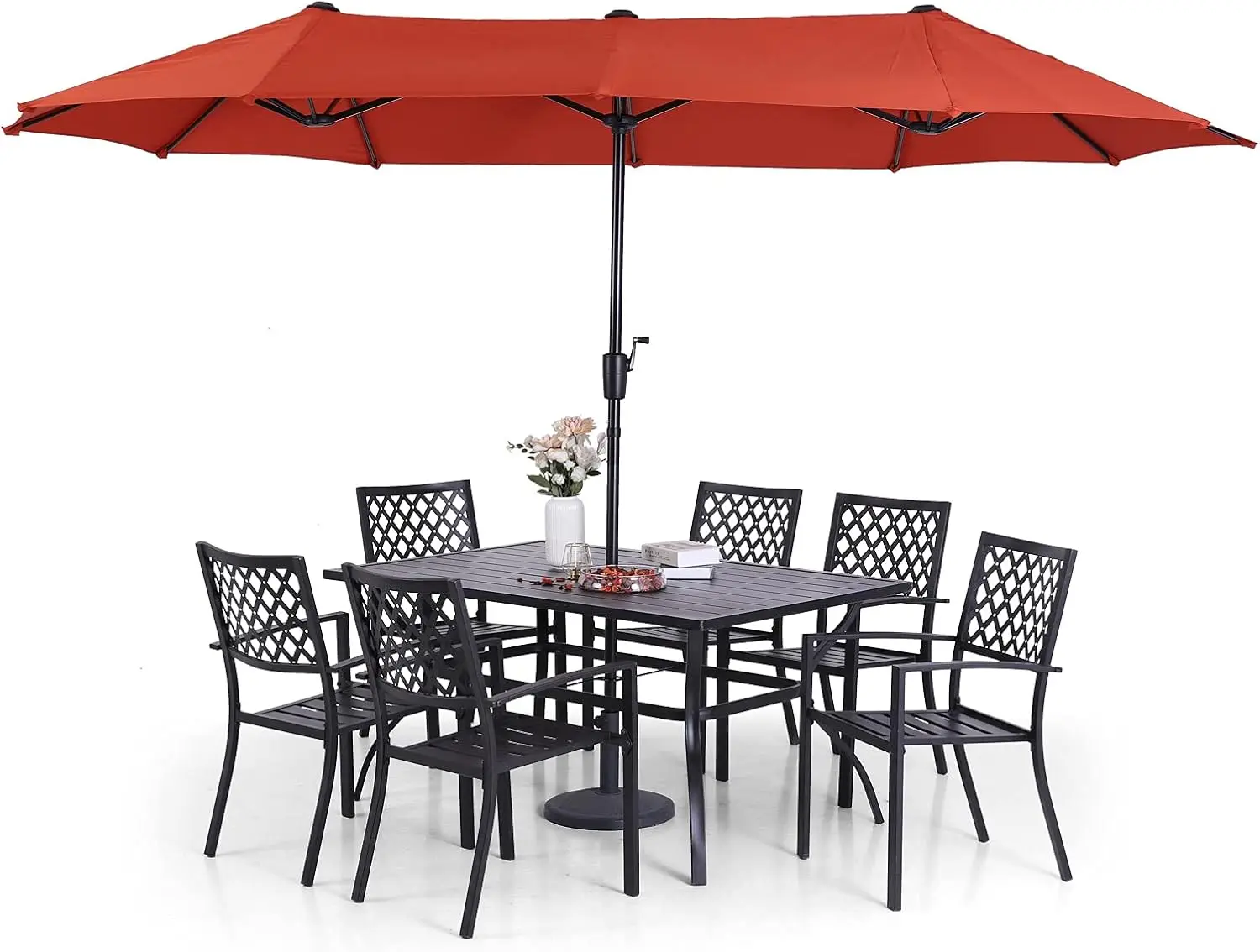 

Sophia & William Patio Dining Set with 13ft Double-Sided Patio Umbrella