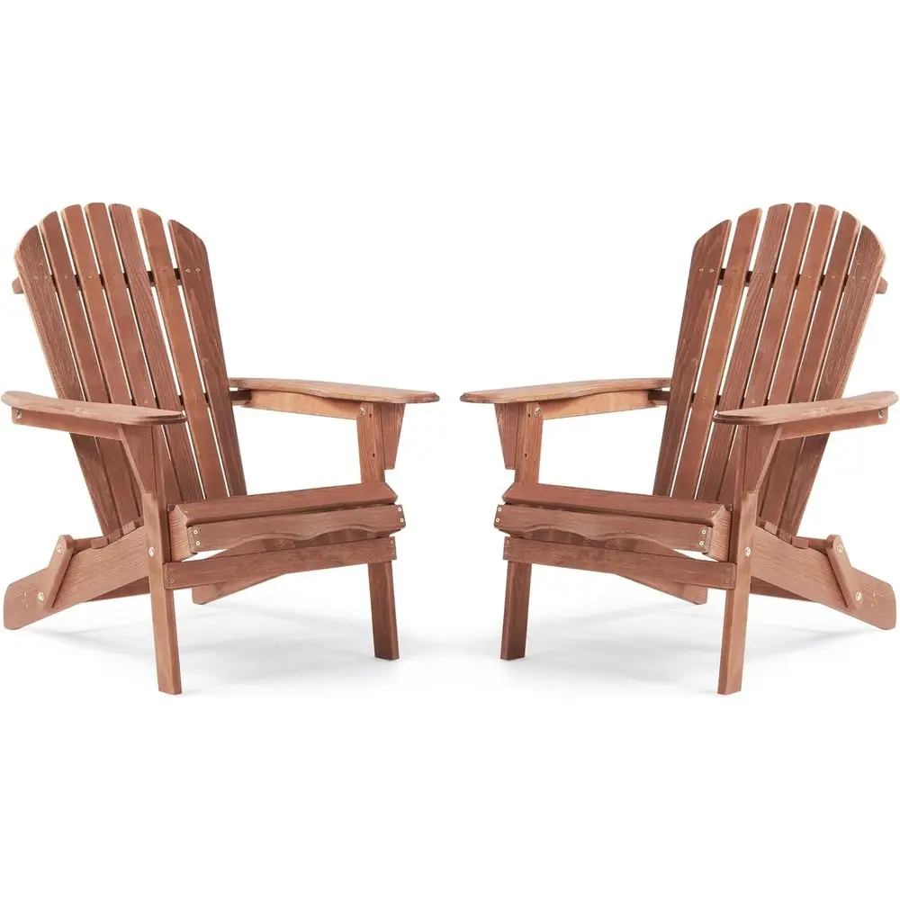 

Vintage 2-Piece Wooden Adirondack Chair Set with Pre-Assembled Backrest for Patio, Garden, or Deck