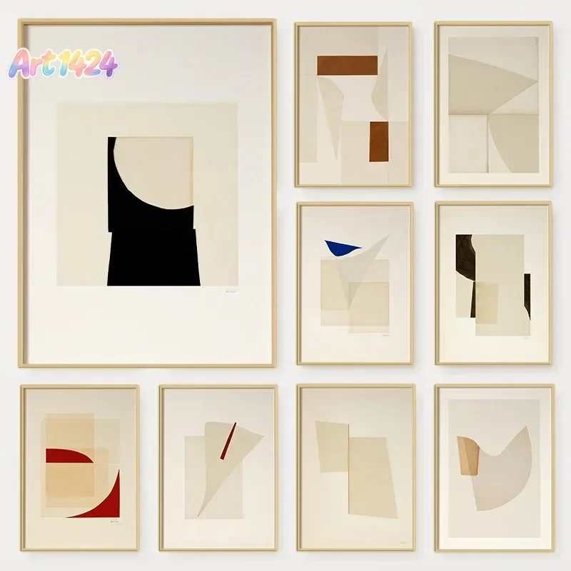 Textured Abstract Print Poster Minimalist Modern Geometry Japandi Canvas Painting Beige Wall Art for Living Room Home Decorat