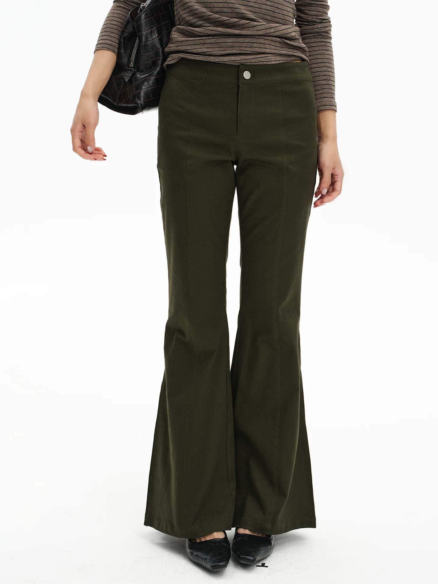 

Slim Fit Workwear Pants Military een Side Slit Design Faionable Retro Sle Ladies Casual Trousers Low Waist Zipper Cotton