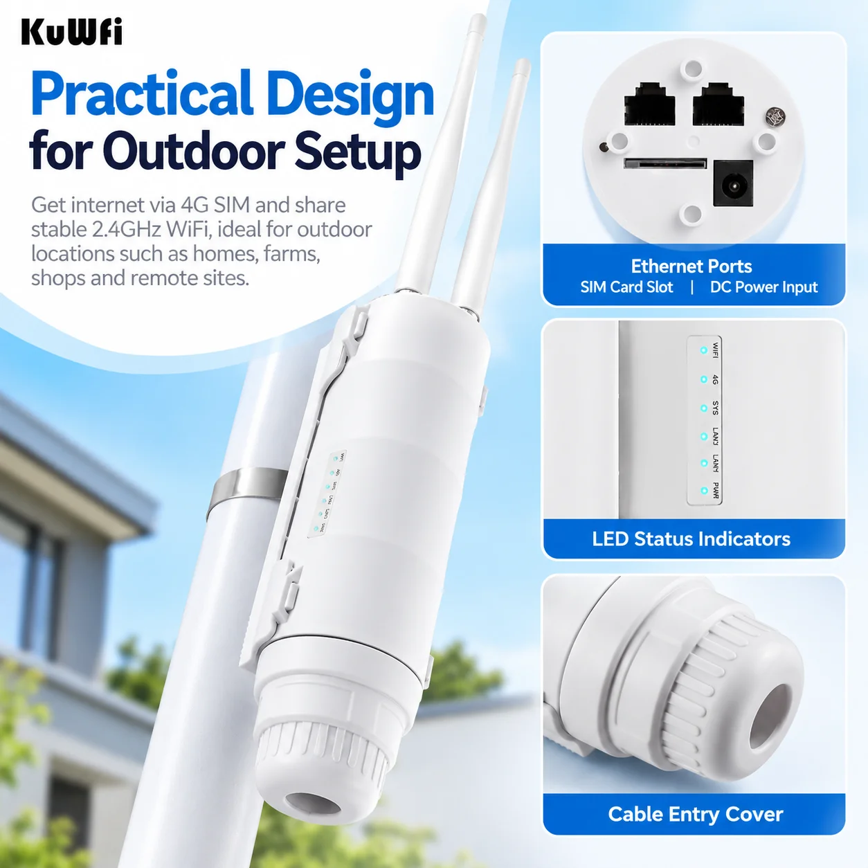 KuWFi IP67 Waterdichte 4G LTE  - 4G Lte Router Outdoor Waterproof recensie en prijs