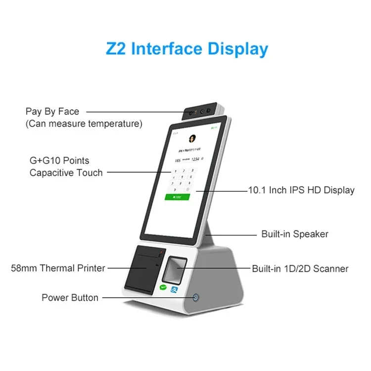 10.1 inch  Capacitive touch screen desktop Self Service android kiosk all in one kiosk desktop