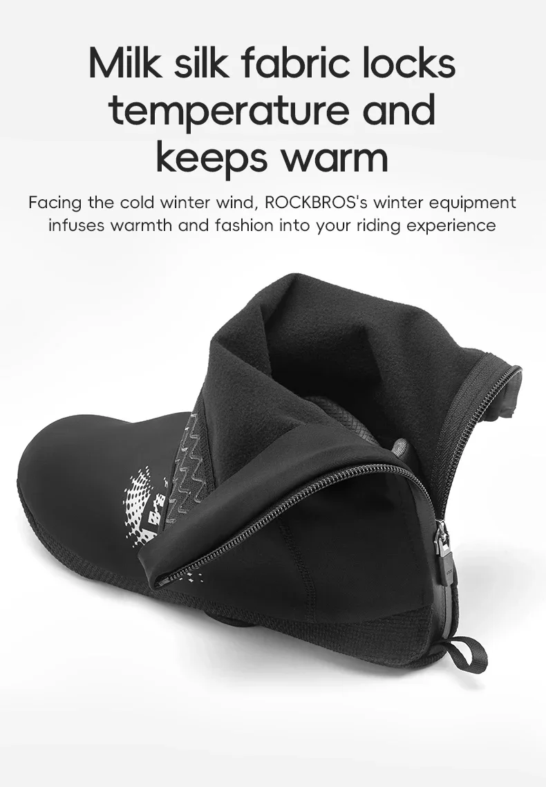 ROCKBROS Winter Cycling Shoe Covers Warm Thermal Shoes Covers Windproof MTB Road Bike Racing Shoe Covers With YKK Zipper