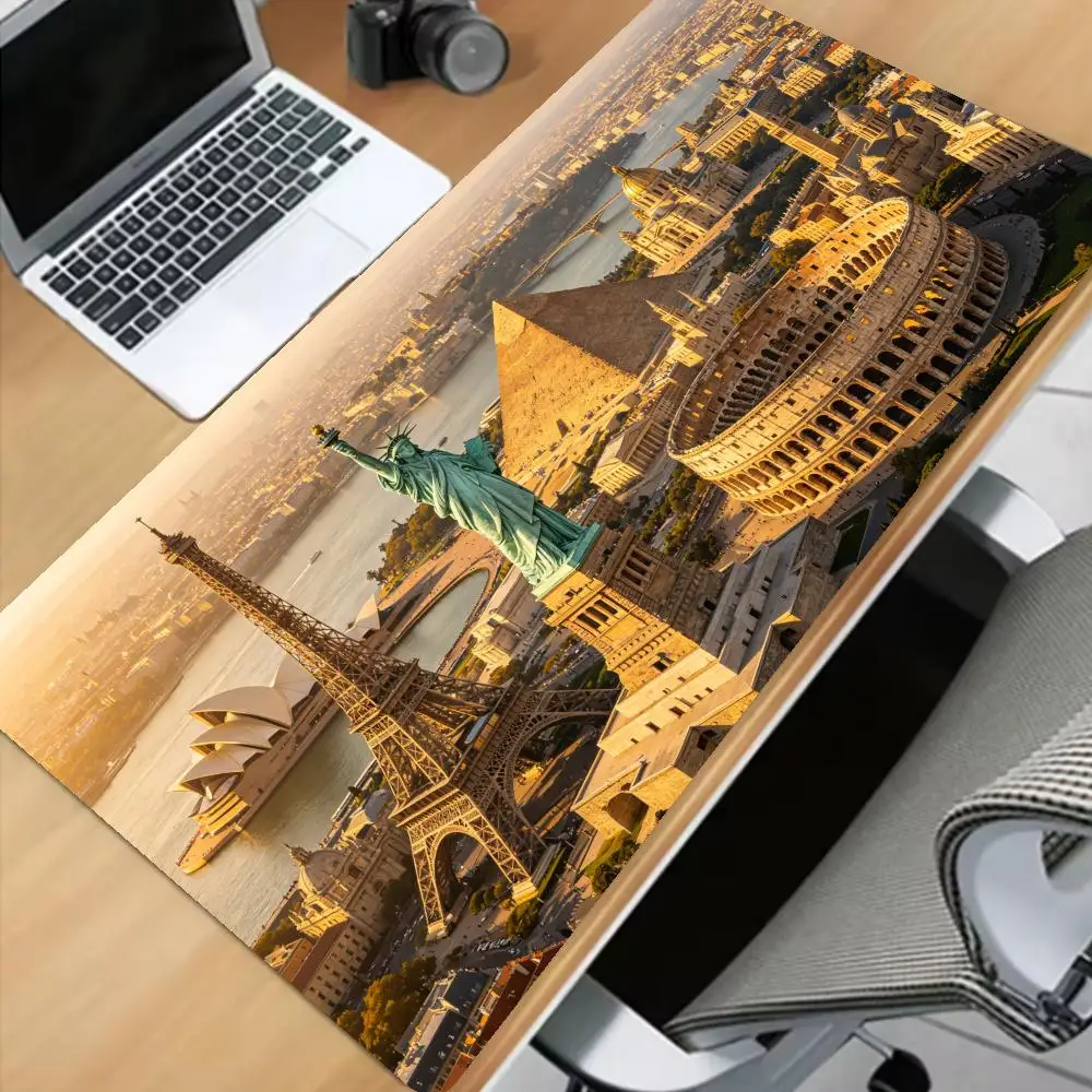 Famous World Landmarks Mouse Pad  Travel Architecture Desk Mat   features iconic landmarks from different countries  XAXC