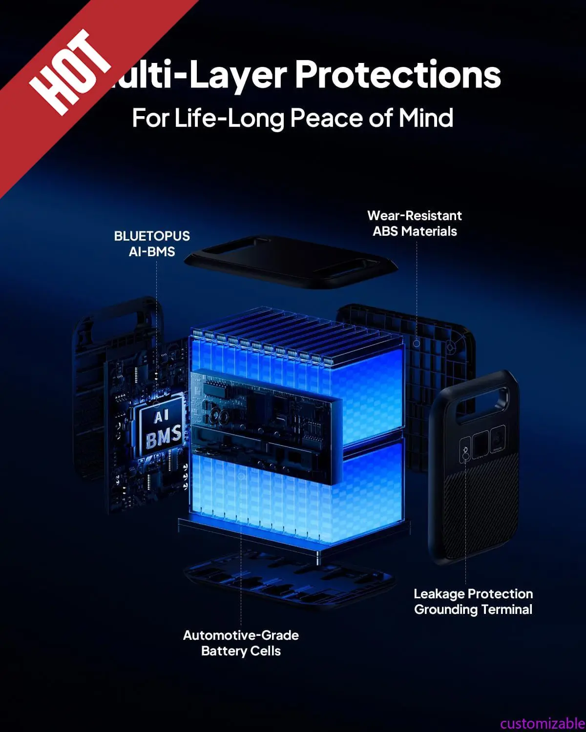 

Customizable Solar Generator Elite 200 V2, 2073.6Wh LFP Battery Backup W/ 4 2600W AC Outlets (3900W Power Lifting)