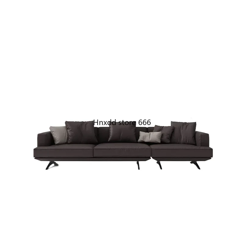 Italian minimalist black first-layer cowhide sofa