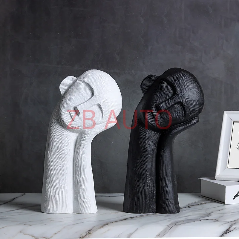 white tilted head and cheek figure portrait ornaments bedside table bookcase  wine cabinet desk desktop accessories
