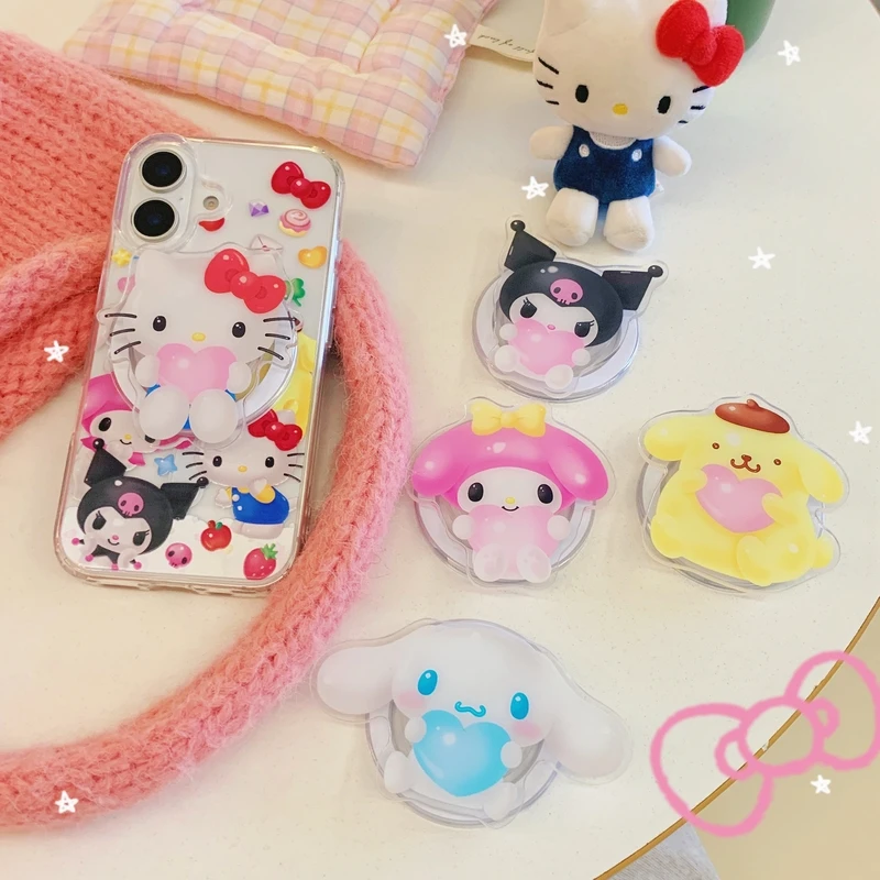 Sanrio Hello Kitty Melody Kuromi Magnetic Holder Magsafe Wireless Charge Phone Case For iPhone 16 15 14 13 12 11 Pro Max Cover