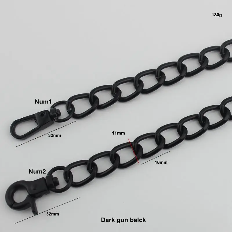 1-5-10pcs 11mm Dark black High quality chain for making bolsas handbag strap bag parts bag metal handles shoulder straps chains